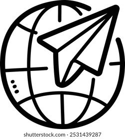 Icono e ilustración de Vector de doodle de comunicación global