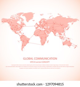 Global communication - EPS10 vector concept. All mayor - biggest cities of the world are pointed on detailed world map. Masses of copy space for your text. Can be used in any project