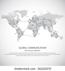 Global communication - EPS10 vector concept. All mayor - biggest cities are pointed on detailed world map.. Masses of copy space for your text.Can be used in any project