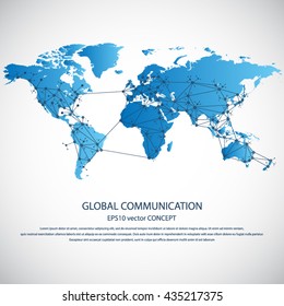 Global communication - EPS10 vector concept. All mayor - biggest cities of the world are pointed on detailed world map.. Masses of copy space for your text.Can be used in any project