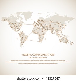 Global communication - EPS10 vector concept. All mayor - biggest cities of the world are pointed on detailed world map.. Masses of copy space for your text.Can be used in any project