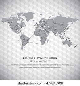 Global communication - EPS10 vector concept. All mayor - biggest cities of the world are pointed on detailed world map. Masses of copy space for your text. Can be used in any project