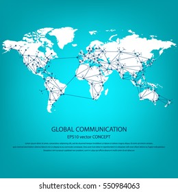 Global communication - EPS10 vector concept. All mayor - biggest cities are pointed on detailed world map.. Masses of copy space for your text.Can be used in any project