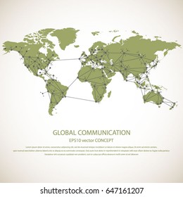 Global communication - EPS10 vector concept. All mayor - biggest cities are pointed on detailed world map.. Masses of copy space for your text.Can be used in any project