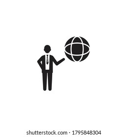 Globale Kommunikation - Symbol schwarz, Vektorgrafik