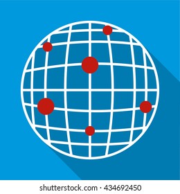 Global communication icon, flat style