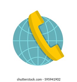 Global communication icon in flat style isolated on white background vector illustration