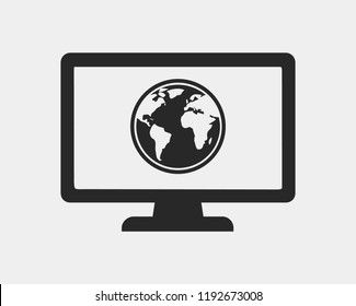 Global communication icon with Globe and computer monitor symbol.