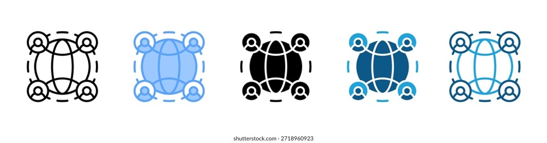 Global Communication icon set multiple style collection