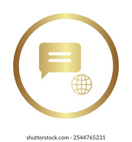 Global Communication Icon – Speech Bubble with Globe, Representing Worldwide Communication, Connectivity, and Language Exchange