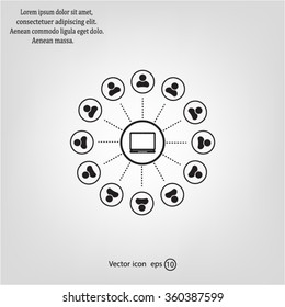 Global communication icon. Vector illustration