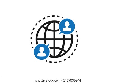 Global communication icon vector on white background 