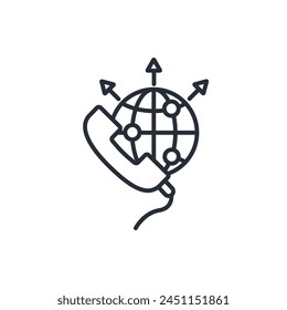 global communication icon. vector.Editable stroke.linear style sign for use web design,logo.Symbol illustration.