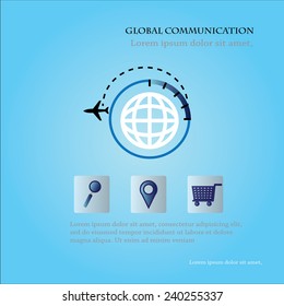 global communication icon,global icon vector,infographic