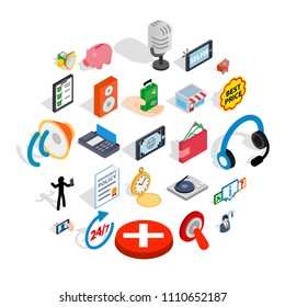 Global communication icons set. Isometric set of 25 global communication vector icons for web isolated on white background
