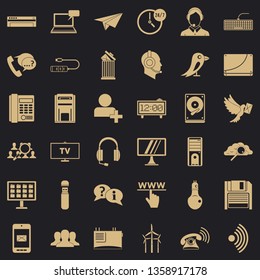 Global communication icons set. Simple style of 36 global communication vector icons for web for any design