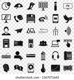 Global communication icons set. Simple style of 36 global communication vector icons for web for any design