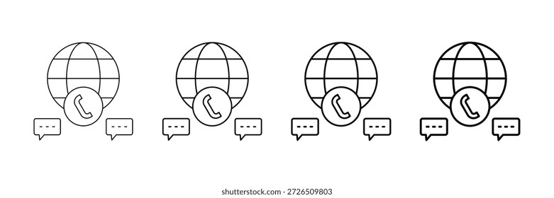 Conjunto de Vectores de comunicación global en diferentes estilos de línea de trazo