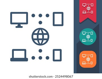 Comunicación global, Internet, icono de red. Profesional, ícono de píxel perfecto. Formato EPS 10.