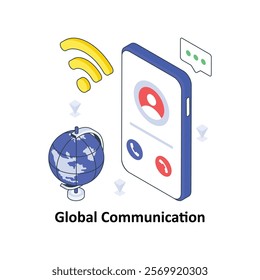 Global Communication isometric Colored illustration. EPS File stock illustration