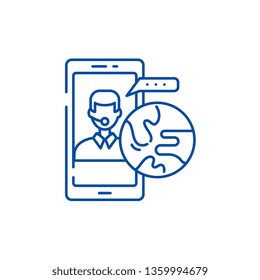 Global communication line icon concept. Global communication flat  vector symbol, sign, outline illustration.
