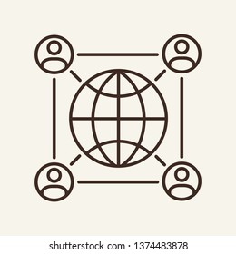 Global communication line icon. Networking, internet, international company. Global concept. Vector illustration can be used for topics like business, connection, trade