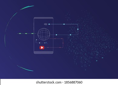 Illustration des globalen Kommunikationsnetzwerks und das Konzept der Leitungselemente des globalen Geschäfts