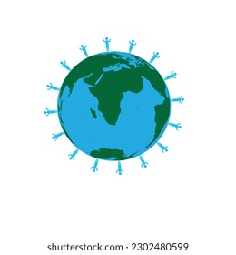 icono de la red de comunicación global men sobre el fondo de la ilustración del vector de diseño abstracto mundial.