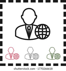 
Global communication network operator icon, with line style. people icon theme.
