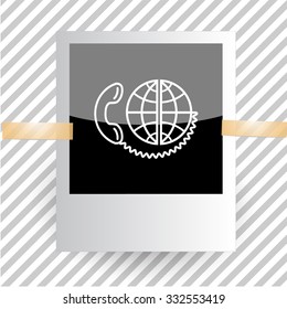 globale Kommunikation. Fotoframe Vektorsymbol.