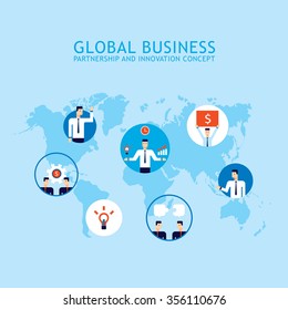 Global Communication Social network Partnership Success of business people concept