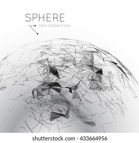 Global communication in the sphere form. Stylized planet. Vector illustration