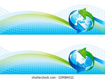 Global Communication. Two abstract background of globe with North America, Europe and Asia