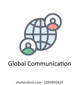 Iconos de contorno de vectores de comunicación global. Material gráfico simple