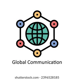 Global Communication vector filled outline design  illustration. Business And Management Symbol on White background EPS 10 File