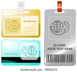 Global communication. Vector id cards.