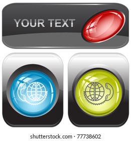 Comunicación global. Botones de Internet vectores.
