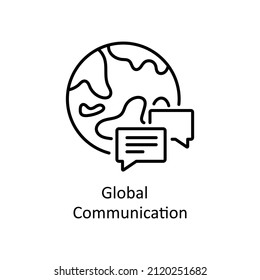 Globale Kommunikation, Vektorgrafik-Rahmensymbol für Web einzeln auf weißem Hintergrund EPS10-Datei