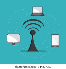 Global communications concept with networking icons design, vector illustration 10 eps graphic.