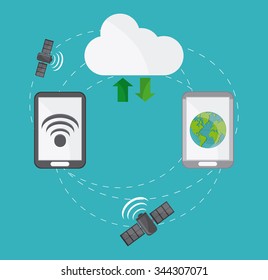 Global communications concept with networking icons design, vector illustration 10 eps graphic.