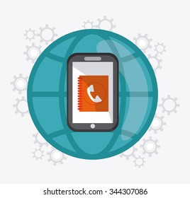 Global communications concept with networking icons design, vector illustration 10 eps graphic.