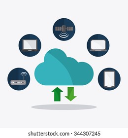 Global communications concept with networking icons design, vector illustration 10 eps graphic.