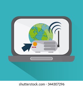 Global communications concept with networking icons design, vector illustration 10 eps graphic.
