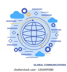 Global communications flat design style vector concept illustration