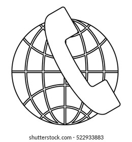 Global communications icon. Outline illustration of global communications vector icon for web