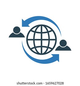 
Icono de comunicaciones globales. ilustración vectorial