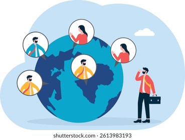 Global Communications with the internet. remote working or freelance, meeting company.

