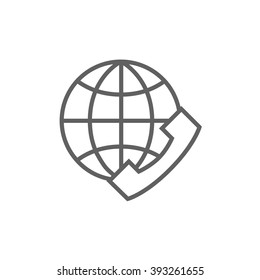 Icono de línea de comunicaciones globales.