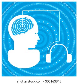 global communications
silhouette of a man's head with a network. Concept of communication in the network