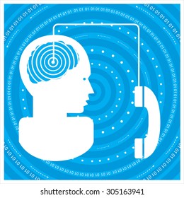 global communications
silhouette of a man's head with a network. Concept of communication in the network
